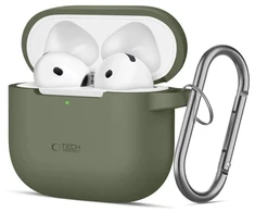 Tech-Protect Silikoninis dėklas su kabliuku AirPods 4 - Žalias