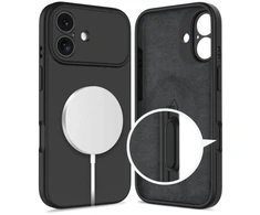 „Tech-Protect“ silikoninis „MagSafe“ dėklas, skirtas „iPhone 17“ – Juodas