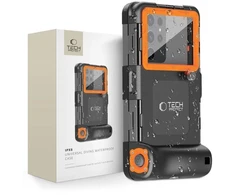 Tech-Protect Vandeniui nepralaidus dėklas IPX8 skirtas 4.7-6.7 colių išmaniesiems telefonams - Juodas ir oranžinis