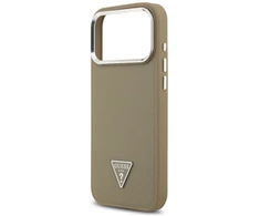 „Guess“ grūdėto trikampio logotipo „MagSafe“ dėklas, skirtas „iPhone 17 Pro Max“ – ruda