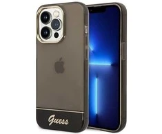 Telefono dėklas Guess iPhone 14 Pro 6.1 juodas permatomas