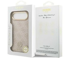GUESS dėklas, skirtas IPHONE 17 Air, suderinamas su MagSafe GUHMP17MP4GRMDEP (PU su 4G Strass logotipu), rožinis