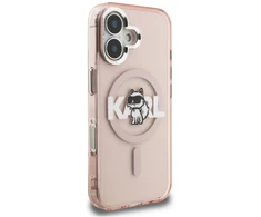 Dėklas Karl Lagerfeld IML Choupette Sketch Logo MagSafe iPhone 16 Case - Rožinė