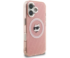 Dėklas Karl Lagerfeld IML Choupette Head Logo MagSafe iPhone 16 Case - Rožinė