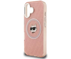 Dėklas Karl Lagerfeld IML Choupette Head Logo MagSafe iPhone 16 Case - Rožinė