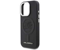 Karl Lagerfeld „MagSafe“ dėklas su inicialais ir metaliniu logotipu, skirtas „iPhone 16 Pro“ – Juodas
