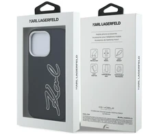 Dėklas Karl Lagerfeld FW Grained Signature Logo iPhone 16 Pro Case - Juodas