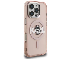 Dėklas Karl Lagerfeld IML Choupette Sketch Logo MagSafe Case for iPhone 16 Pro - Rožinė