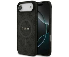 GUESS dėklas, skirtas IPHONE 17 Air, suderinamas su MagSafe GUHMP17MG4GFRK (PU 4G Ring Classic Logo) juodas