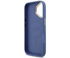 Guess 4G Strass Logo &amp; Big Strap Metal Mygtukai MagSafe dėklas skirtas Apple iPhone 17 mėlynos spalvos