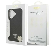 „Guess“ blizgantis trikampio formos logotipo „MagSafe“ dėklas, skirtas „iPhone 17“ – Juodas