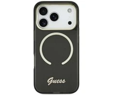 Dėklas Guess IML Script Metal MagSafe Case for iPhone 17 - Juodas