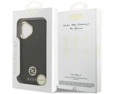 Dėklas Guess Grained Strass Logo MagSafe Apple iPhone 17 juodos spalvos