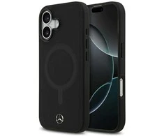 Mercedes Plain Smooth Leather MagSafe dėklas Apple iPhone 17 juodos spalvos