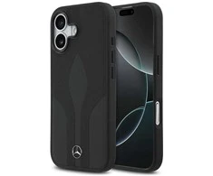 Dėklas Mercedes Leather The Move MagSafe skirtas Apple iPhone 17 juodos spalvos