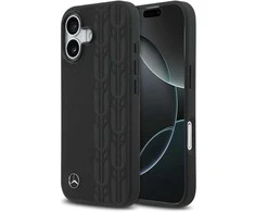 Original dėklas MERCEDES Leather Laurel Leaves MagSafe skirtas Apple iPhone 17 juodos spalvos