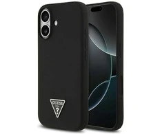 Guess Silicone Triangle Logo MagSafe - dėklas skirtas Apple iPhone 17 juodos spalvos