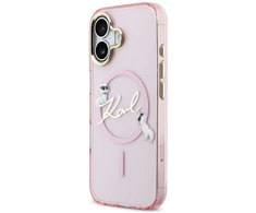 Dėklas Karl Lagerfeld IML Choupettes Karl Script Logo MagSafe iPhone 17 Case - Rožinė