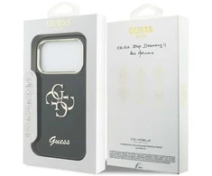 „Guess IML 4G Script Metal“ dėklas, skirtas „iPhone 17 Pro“ - juodas