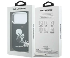 „Karl Lagerfeld“ „Karl &amp; Choupette“ logotipo „MagSafe“ dėklas, skirtas „iPhone 17 Pro“ – Juodas