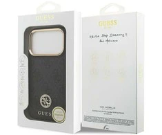 GUESS dėklas, skirtas IPHONE 17 Pro, suderinamas su MagSafe GUHMP17LP4GRMDEK (PU W/ 4G Strass Logo) juodas