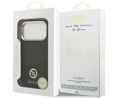 Dėklas Guess Grained Strass Logo MagSafe skirtas Apple iPhone 17 Pro juodos spalvos