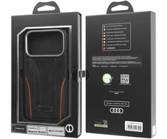 Dėklas Audi R8 Genuine Leather MagSafe Apple iPhone 17 Pro juodos spalvos-red