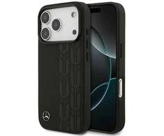 Mercedes Leather Laurel Leaves MagSafe dėklas skirtas Apple iPhone 17 Pro juodos spalvos
