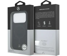 Mercedes Plain Smooth Leather MagSafe dėklas Apple iPhone 17 Pro juodos spalvos