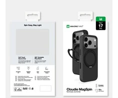 AmazingThing Cloudie Apple iPhone 17 Pro dėklas with Stand – juodos spalvos