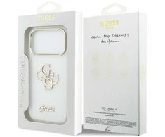 Dėklas Guess IML 4G Script Metal Case for iPhone 17 Pro Max - Baltas