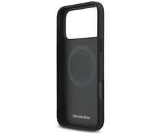 Original dėklas MERCEDES Leather Vintage Logo MagSafe skirtas Apple iPhone 17 Pro Max juodos spalvos