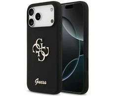 Guess Silicone Big 4G Script dėklas skirtas Apple iPhone 17 Pro Max juodos spalvos