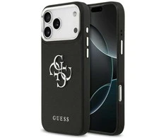 „Guess Grained Big 4G Classic Logo“ dėklas Apple iPhone 17 Pro Max juodas