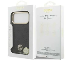 GUESS dėklas, skirtas IPHONE 17 Pro Max, suderinamas su MagSafe GUHMP17XP4GRMDEK (PU W/ 4G Strass Logo) juodas