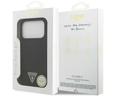 „Guess“ silikoninis trikampio formos logotipas „MagSafe“ – dėklas Apple iPhone 17 Pro Max juodas