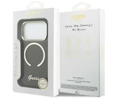 „Guess IML Script“ metalinis „MagSafe“ dėklas, skirtas „iPhone 17 Pro Max“ – Juodas