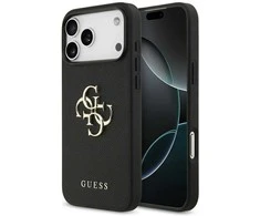 Original dėklas GUESS Grained Big 4G &amp; Classic Logo skirtas Apple iPhone 17 Pro Max juodos spalvos