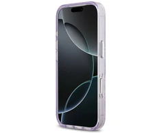 Karl Lagerfeld IML Glitter Karl &amp; Choupette Heads Logo MagSafe dėklas skirtas Apple iPhone 17 Pro Max Violetinė