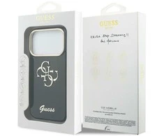 Guess IML 4G Script Metal Logo dėklas skirtas iPhone 17 Pro Max Mėlyna