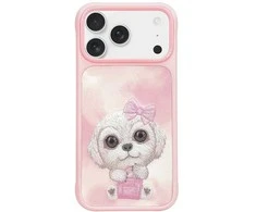 Telefono dėklas iPhone 17 Pro Max rožinis su šuniuko piešiniu Nimmy