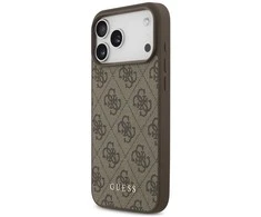 Telefono dėklas iPhone 17 Pro Max rudas margintas Guess