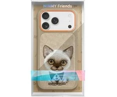 Nimmy Big Eyed Pet 2.0 Cat Dėklas skirtas Apple iPhone 17 Pro Max rusvai gelsvas