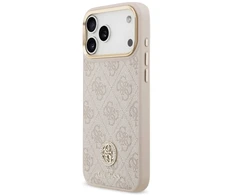 Original dėklas GUESS 4G Strass Logo & Big Strap Metal Mygtukai MagSafe skirtas Apple iPhone 17 Pro Max pink