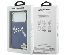 „Karl Lagerfeld IML Choupettes Karl Script Logo MagSafe“ dėklas, skirtas „iPhone 17 Pro“ - Mėlyna