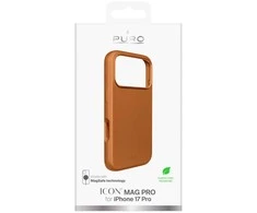 Puro Icon Mag Pro Liquid Silikoninis dėklas for iPhone 17 Pro, MagSafe Compatible, with Camera Protection and Aluminum Mygtukai - Oranžinis