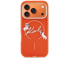 Dėklas Karl Lagerfeld IML Choupettes Karl Script Logo MagSafe Case for iPhone 17 Pro - Oranžinis
