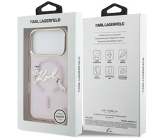 Dėklas Karl Lagerfeld IML Choupettes Karl Script Logo MagSafe Case for iPhone 17 Pro - Rožinė