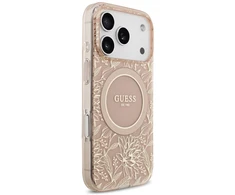 Telefono dėklas iPhone 17 Pro rožinis su dirželiu Guess