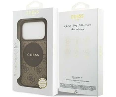 Original dėklas GUESS 4G Circle Classic Logo MagSafe skirtas Apple iPhone 17 Pro rudos spalvos